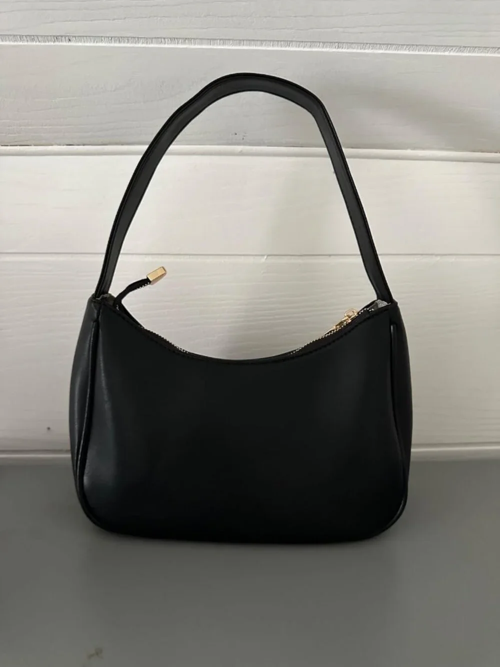 Women's Hobo Shoulder Bag – Mini PU Leather Tote with Gold-Tone Zipper Cute Eve
